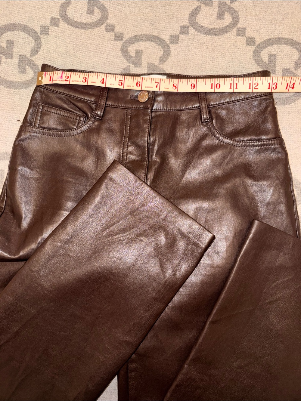 Wilfred Melina Pant Brown Straight Leg Pants Vegan Leather Size 2 Like New - Picture 6 of 10